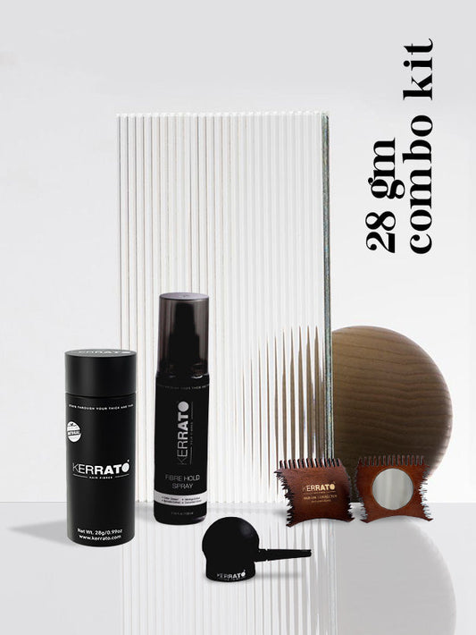 Kerrato hair fibre complete kit - affordable hair loss concealer option in India